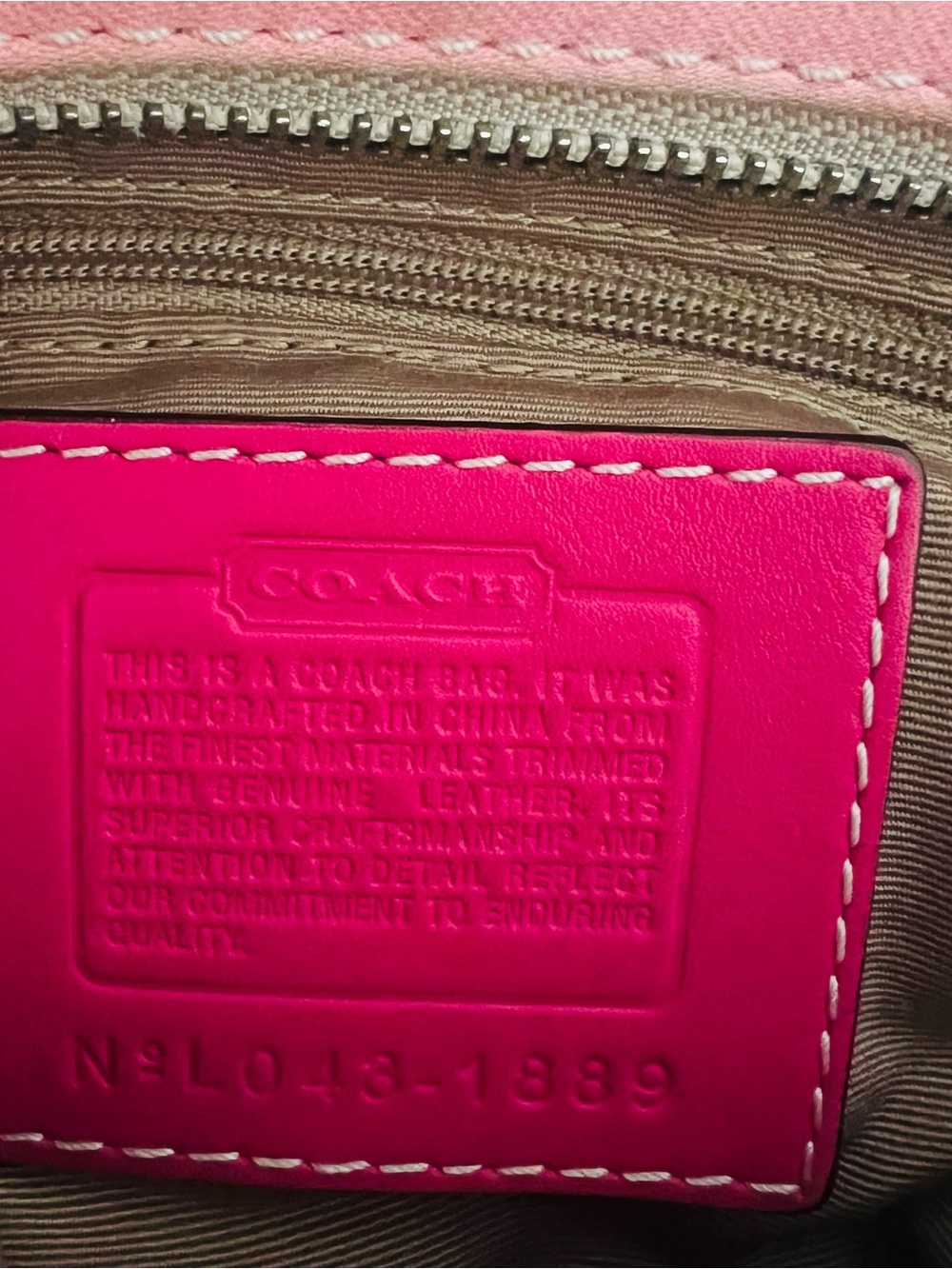 Vintage Coach Soho Twill Stripe with tan leather accents - Picture 7 of 8